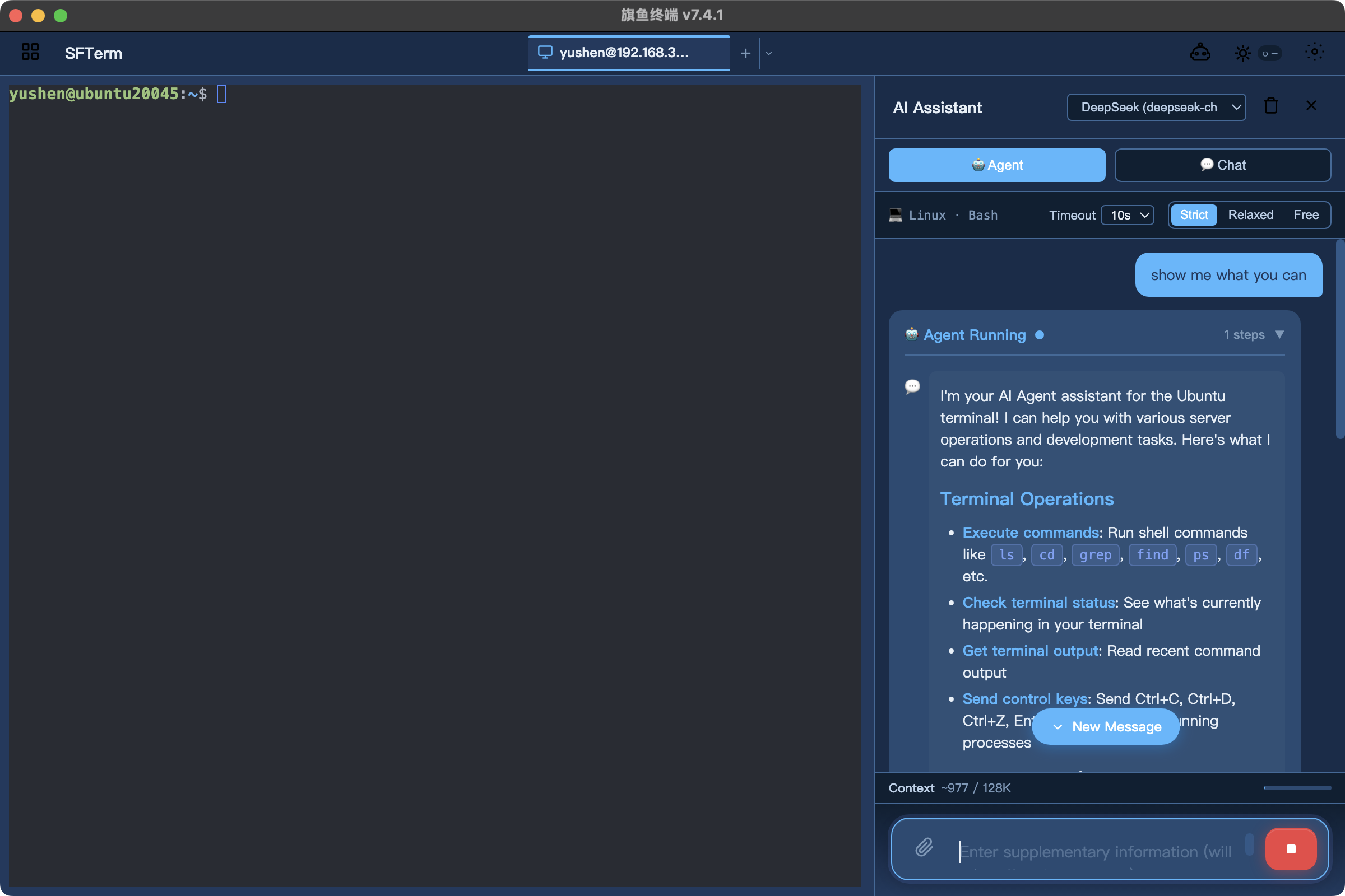SailFish executing work in the terminal